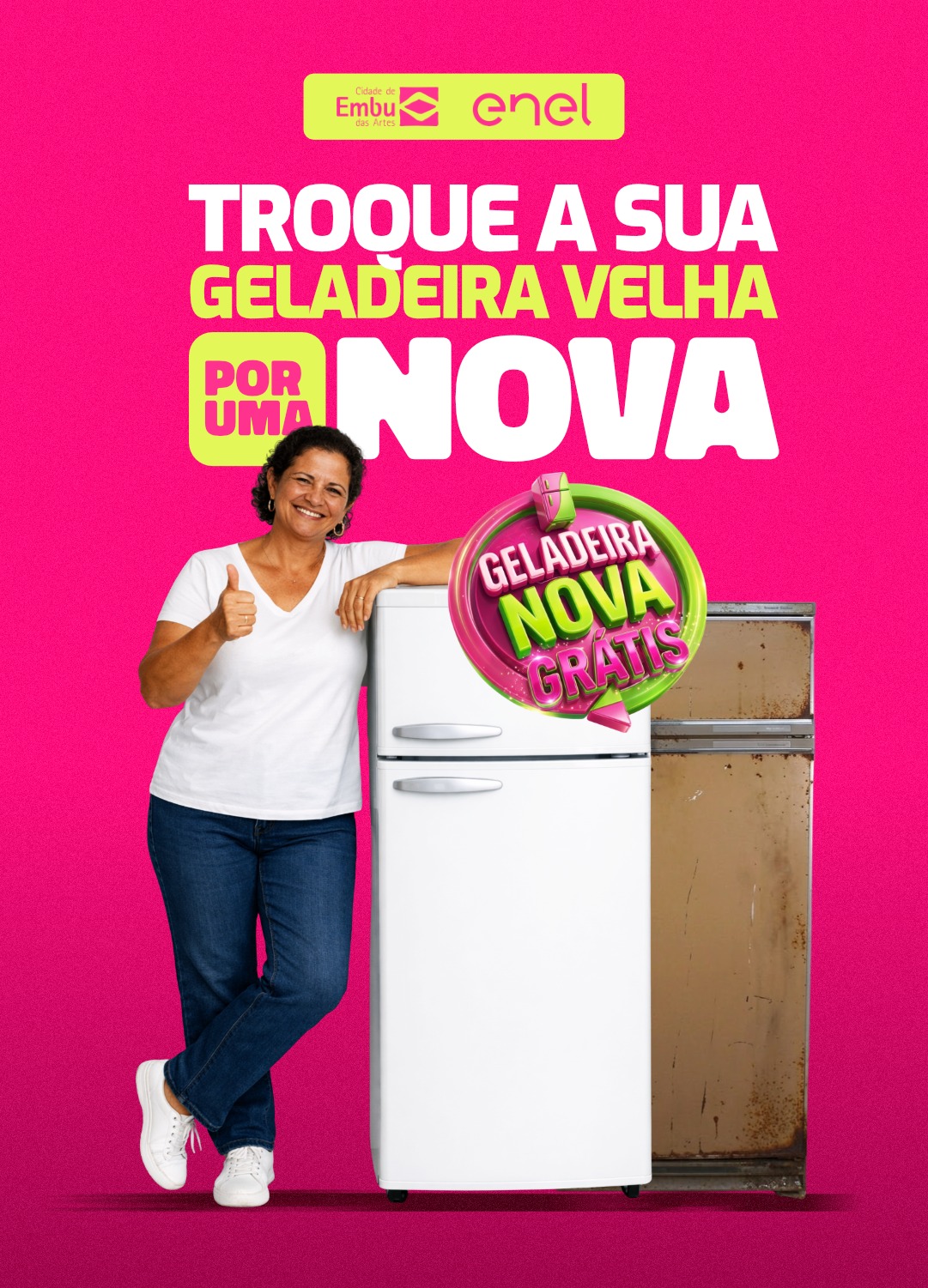 Troque sua geladeira velha por uma nova - Enel e Prefeitura de Embu das Artes